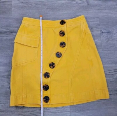 Acler Yellow Denim Mini Skirt Size