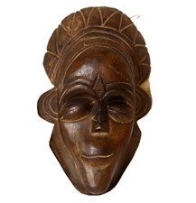 DAN-YACOUBA Wood Hand-Carved Mask Tribal African Antique Brown Mask Wall Hanging