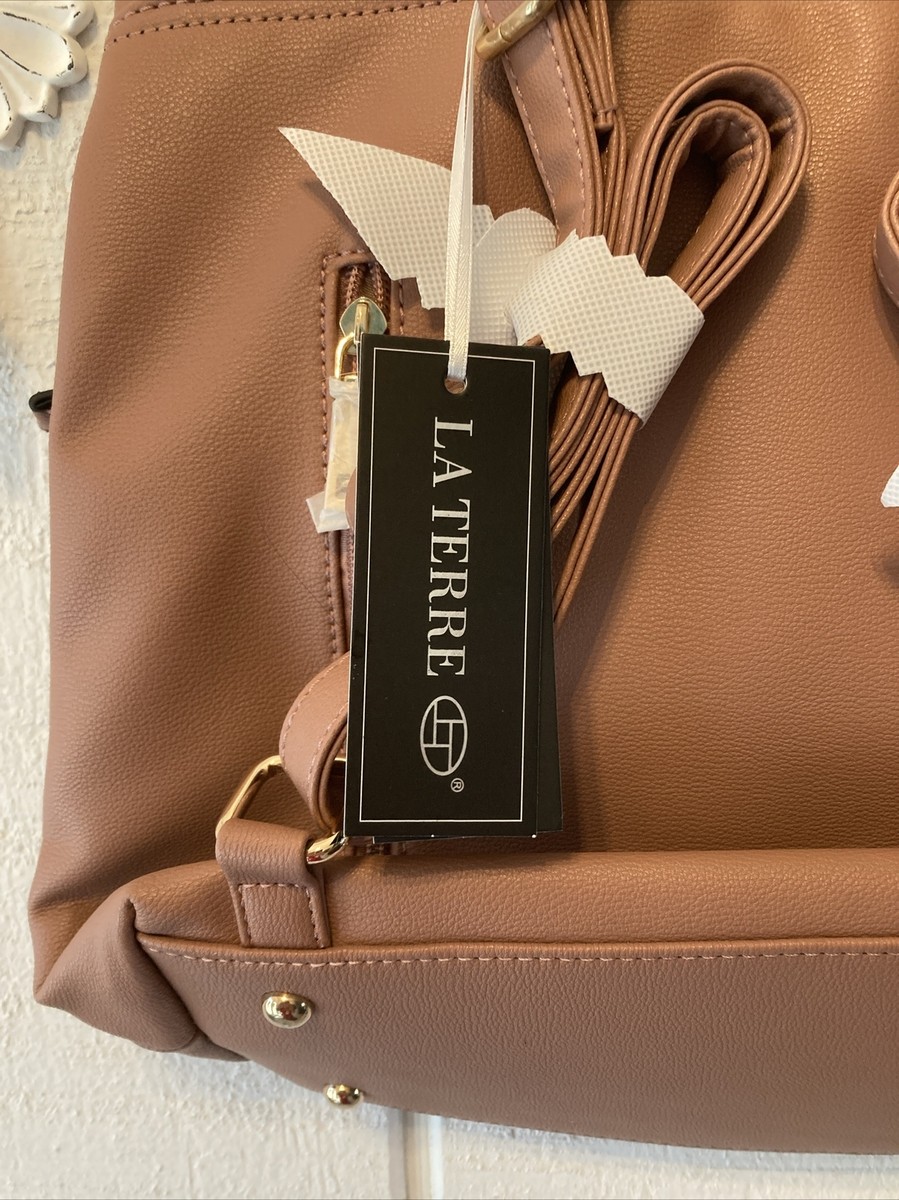 Gorgeous LA TERRE VEGAN BACKPACK BAG. La Terre Fashion Vegan Leather Backpack Purse Zipper Pockets  main image 3