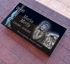 12x24x0.75 inch Human Headstone, Tombstone, Grave Marker, Diamond Engraved