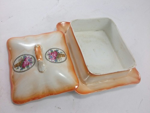 LIMOGES BUTTER DISH Accent Ornate French Kitchenware Porcelain Hand Painted Art - Picture 4 of 8