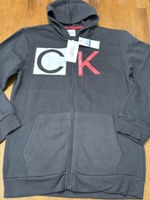 NWT Calvin Klein Jeans Boys Black Full-Zip Logo Hoodie Size XLarge 18-20
