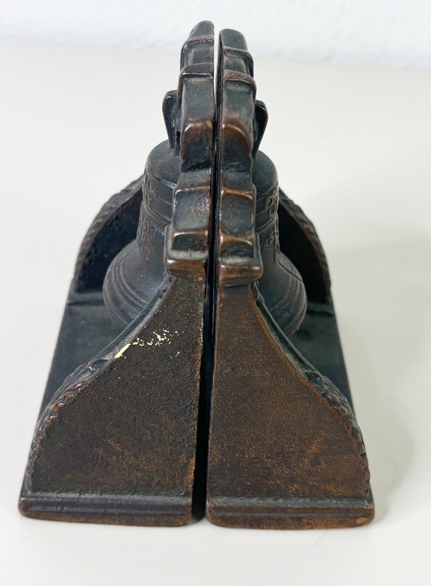 VTG Verona Liberty Bell Bookends Cast Iron Heavy with Dark Copper