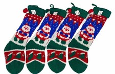 NEW Vintage Lot of 4 Matching Dillard's Knit Santa Christmas Stockings Red Green