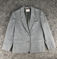 Vintage Pendleton Blazer Womens 8 Petite Gray 100 Wool USA Made Sport Jacket