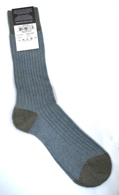 Pantherella Cashmere Calf Length Socks Light Olive Size 10-12 Large England £55