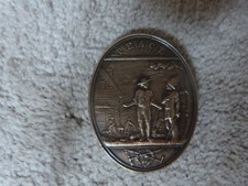 RARE VINTAGE Bergamot Brass Works Belt Buckle Native American Pioneer Cabin EUC