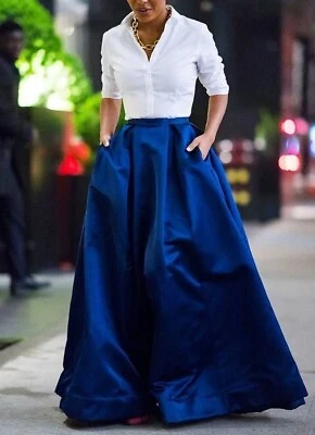 Silk Taffeta Maxi Skirt With Pockets Special Occasion Evening Christmas Party - Image 1 of 3