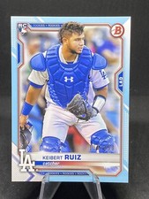 Keibert Ruiz RC 2021 Bowman Sky Blue Parallel 155/499 Card #38 Dodgers Rookie. rookie card picture