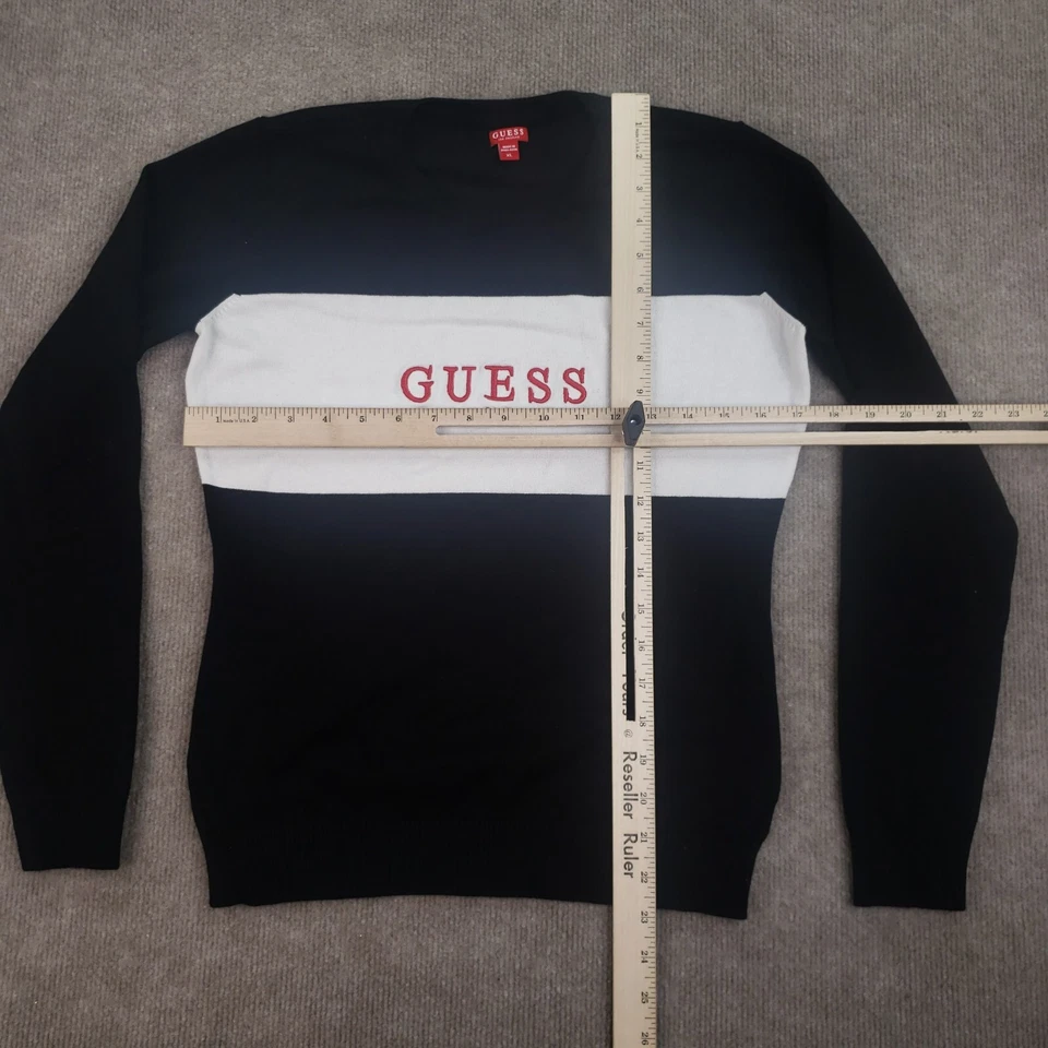 Suéter Guess Jóvenes Niñas Talla XL Negro Blanco Manga Larga Pullover Cuello Redondo Foto 2 de 4