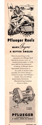 RARE Publicité DEALER 1949 vintage - Moulinet de pêche Pflueger Supreme