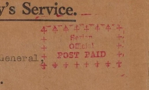 RARE Sarawak OHMS Cover w/SERIAN OFFICIAL POST PAID in RED & Properly Endorsed - Image 2 of 3