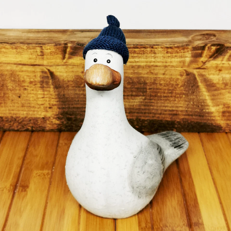 Möwe mit Strickmütze Dekofigur Hinnerk Keramik Maritim Vogel Meer Küste Strand - Bild 3 von 4