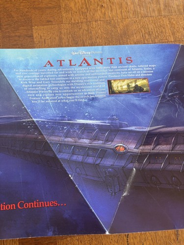 Vintage Disney’s ATLANTIS Multi Sided Promotional Studio Poster / Brochure - Picture 6 of 9
