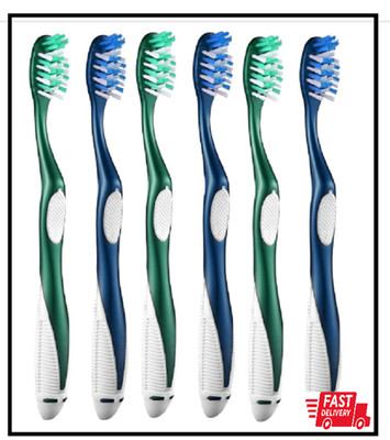 Extra Firm Toothbrushes for Adults, Extra Hard Bristles, 6 Count