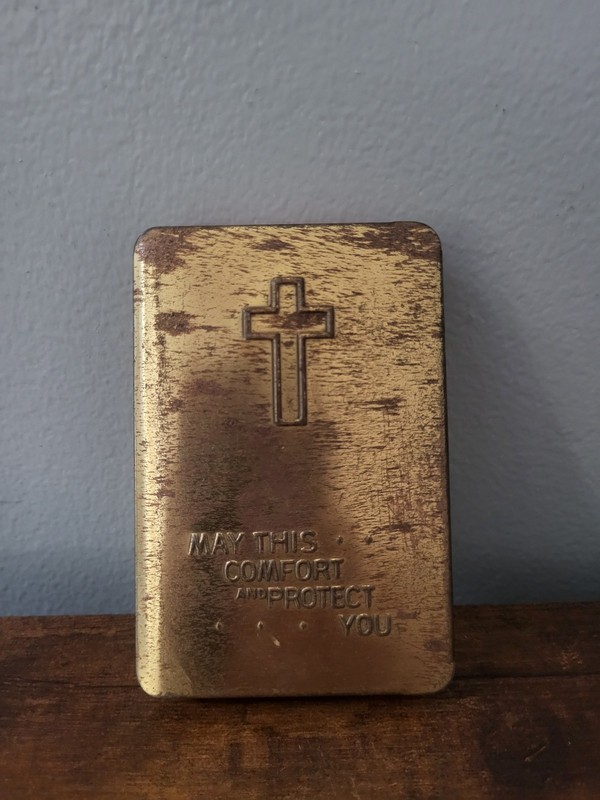WW2 WWII Military Army USGI Heart Shield Religious Bible Metal Cover | Named