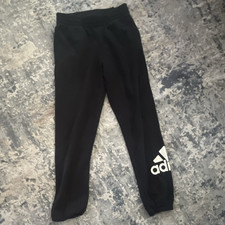 adidas Unisex Kids Black Jogger Pants S Tapered Elastic Waist Activewear