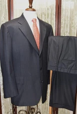 USA Tom James Holland & Sherry 44 R gray herringbone surgeon cuff wool suit w0j8