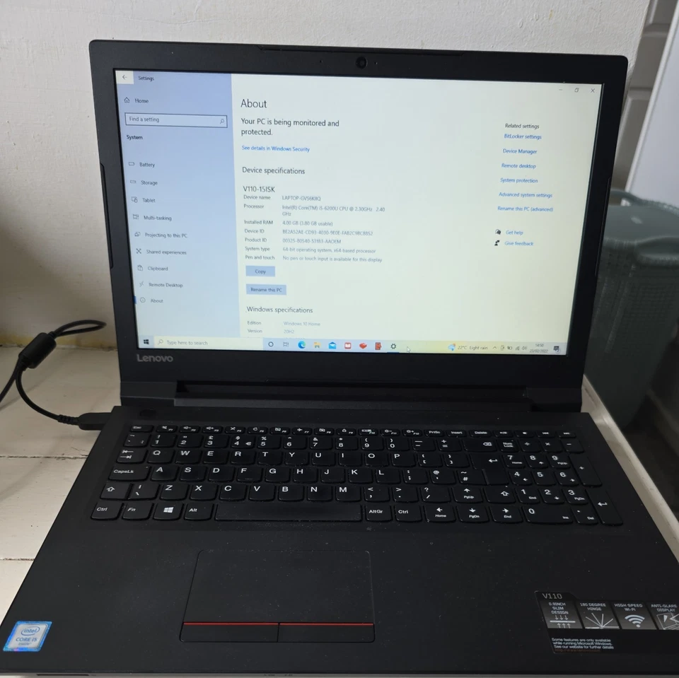 Lenovo Laptop V110-15ISK 80TL Windows 10  15.6" i5-6200U 2.30GHz 120GB  4GB RAM, photo 2 of 5