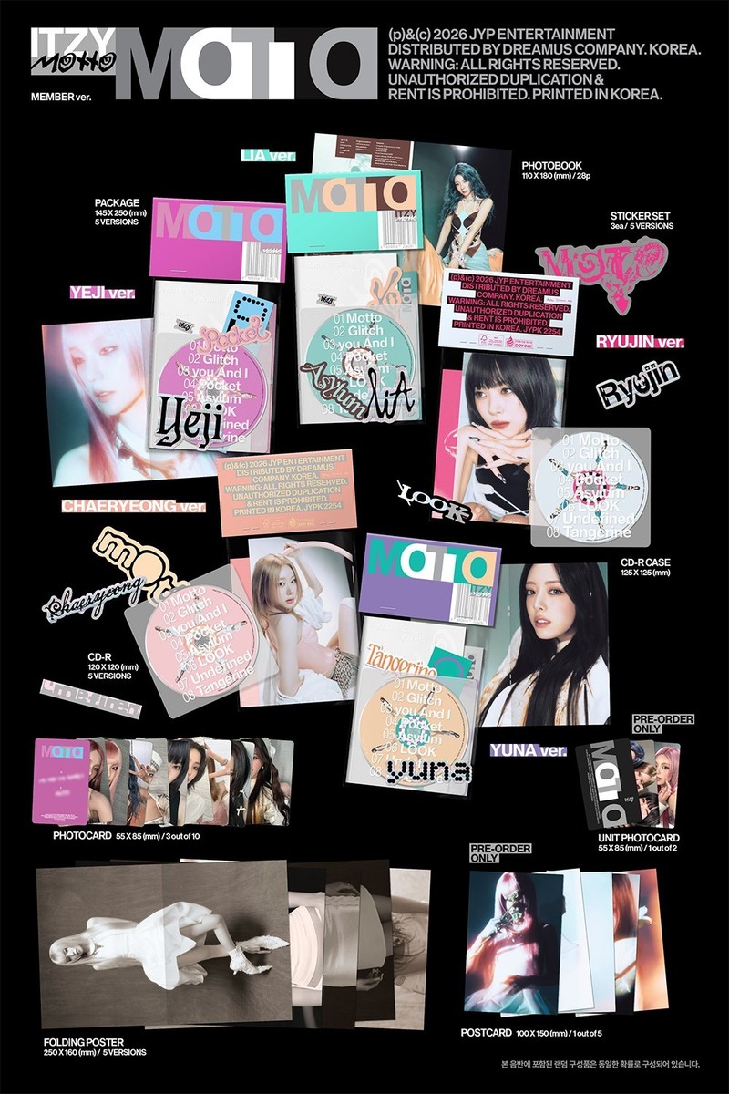 ITZY [MOTTO] 12th Mini Album MEMBER Ver/CD-R+Photo Book+3 Card+POB