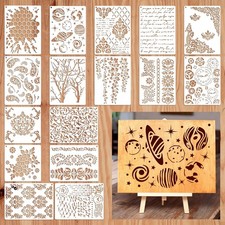 16PCS Reusable Stencils for Crafts Abstract Layering Texture Stencils for Pai...