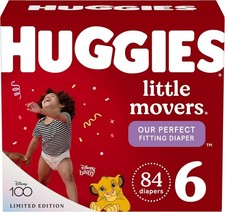 Huggies Little Movers Baby Diapers, Size 6 35 lbs , 84 Ct
