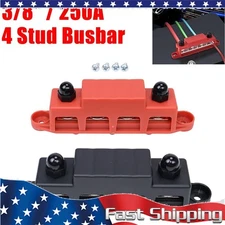 3/8" / 250A 4 Stud Busbar Bus Bar Power Distribution Terminal Block Red&Black US