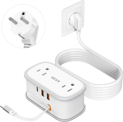 European Travel Plug Adapter, US to Europe Plug Adapter 2 Outlets 3 USB Ports, 5