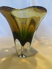 🌸 Vintage MCM Sanyu Japanese Art Glass Vase – Gradient Sommerso Style – 10.5"