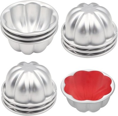 Pudding Cup Molds 10 Pcs 3.7'' Mini Fluted Cake Pans Non-Stick Jelly Molds