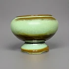 Frankoma Pottery Prairie Green Footed Planter Pedestal Vase #22 Vintage