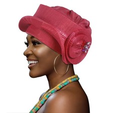 Women African Turban Cap Head Wraps Headtie Auto Gele Nigeria Party Headwear Hat