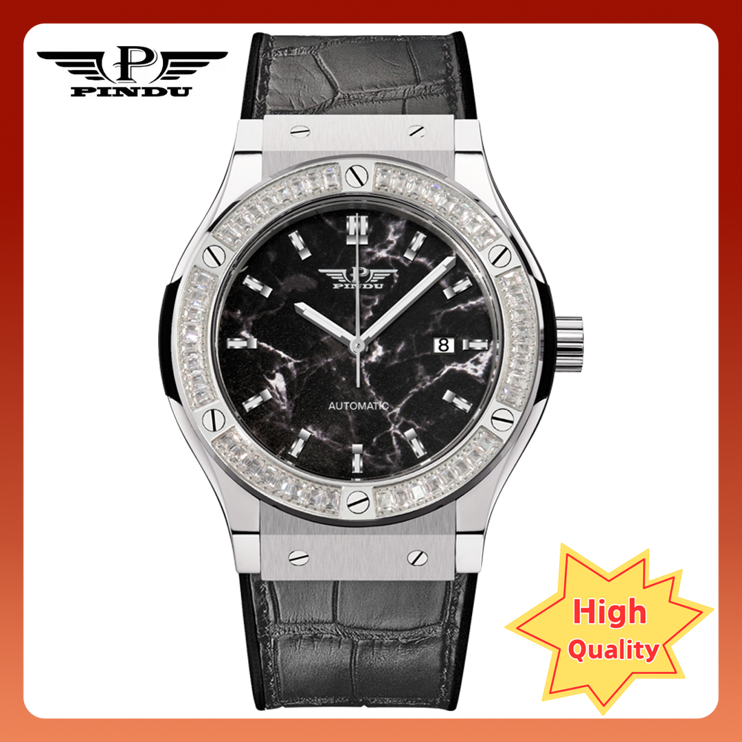 PINDU automatic tourbillon volcanic series mechanical men's watch 24-hour dial