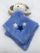 Baby Gear Puppy Dog Lovey Blue Plush Stars Baby Blanket Security 15"x15"