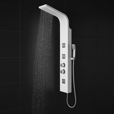 Modern Thermostatic Shower Panel Tower With Body Jets Twin Head Bathroom Shower