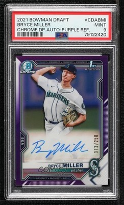 2021 Bowman Draft Chrome Pick Purple Refractor 73/250 Bryce Miller Auto 03ox