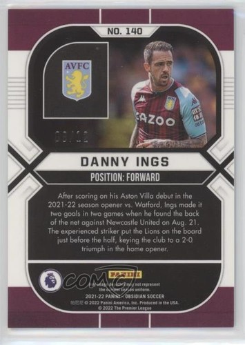 2021-22 Panini Obsidian Electric Etch Neon Blue Flood /12 Danny Ings #140 - Picture 2 of 3