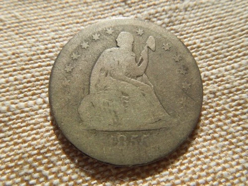 1855 O Silver Seated Liberty Quarter- Arrows, New Orleans, About Good Details