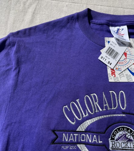 Vintage MLB Colorado Rockies Tee Purple Embroidered Logo Athletic Shirt Medium - Picture 5 of 19