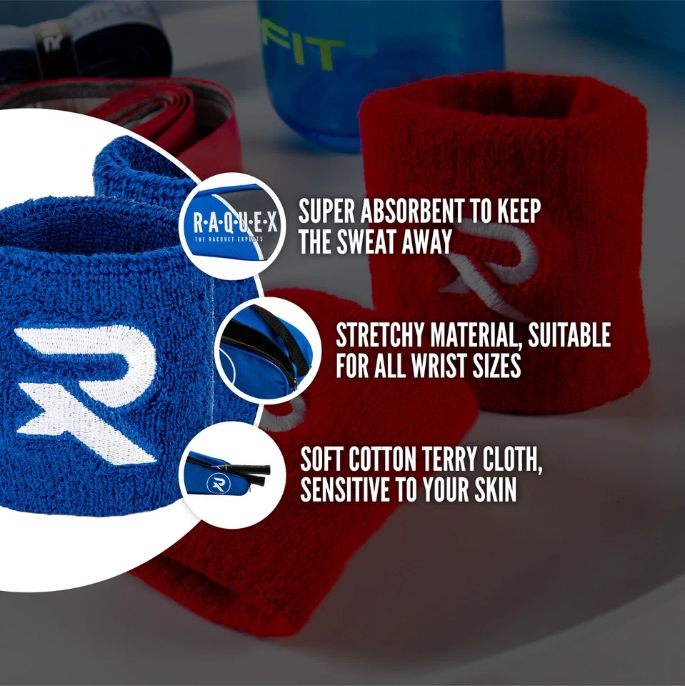 Sports Wrist Sweatbands X2 Black Cotton Wristbands Squash Tennis Fitness Running - Image 4 of 4