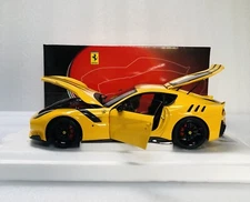 1/18 BBR Ferrari F12 Yellow/Black Stripe/Black Rims Diecast Full Open Version