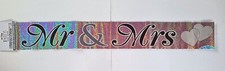 Mr & Mrs Foil Banner Black Silver Sparkly Holograph Party Decoration 3.65m