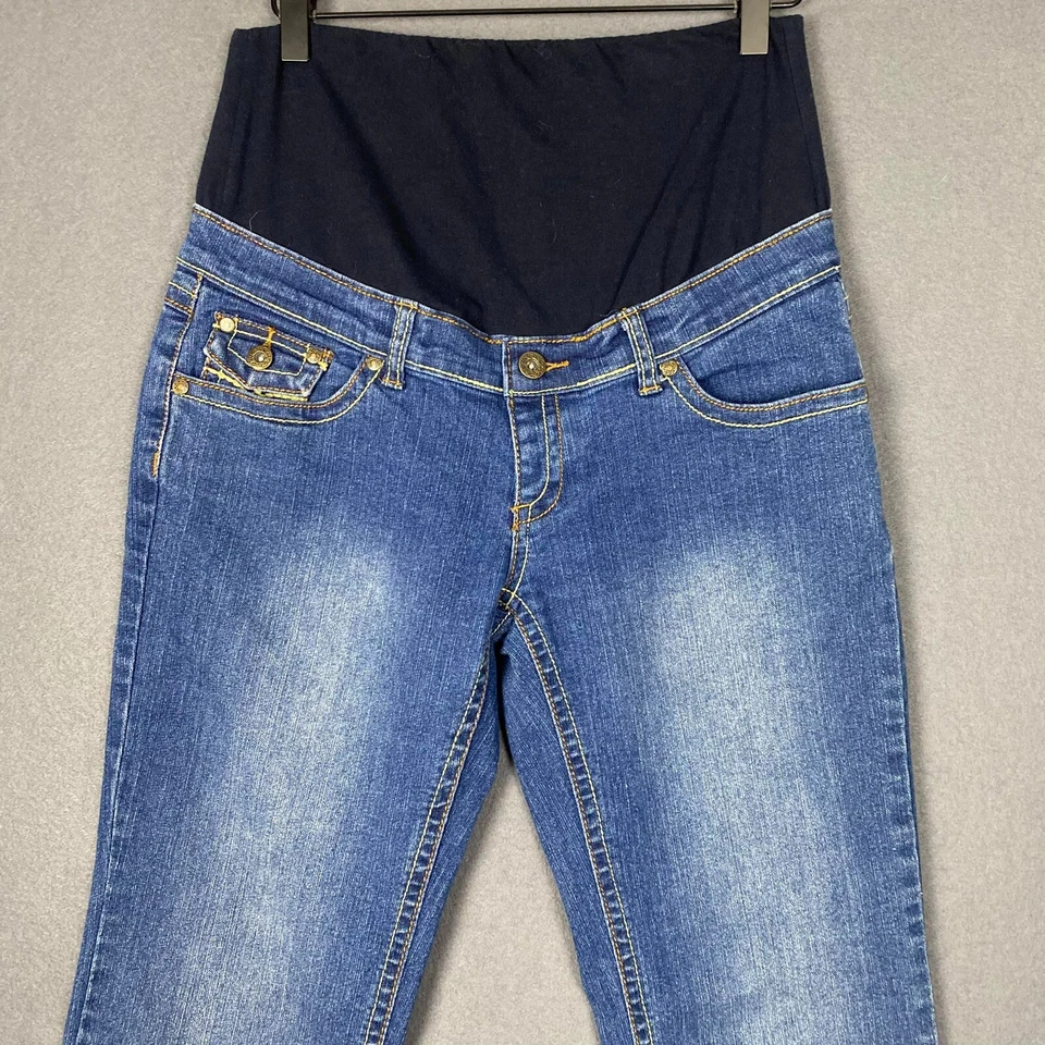 Lilac Jeans Women's Small Blue Denim Stretch Maternity Low Rise Embroidered - Image 2 of 4