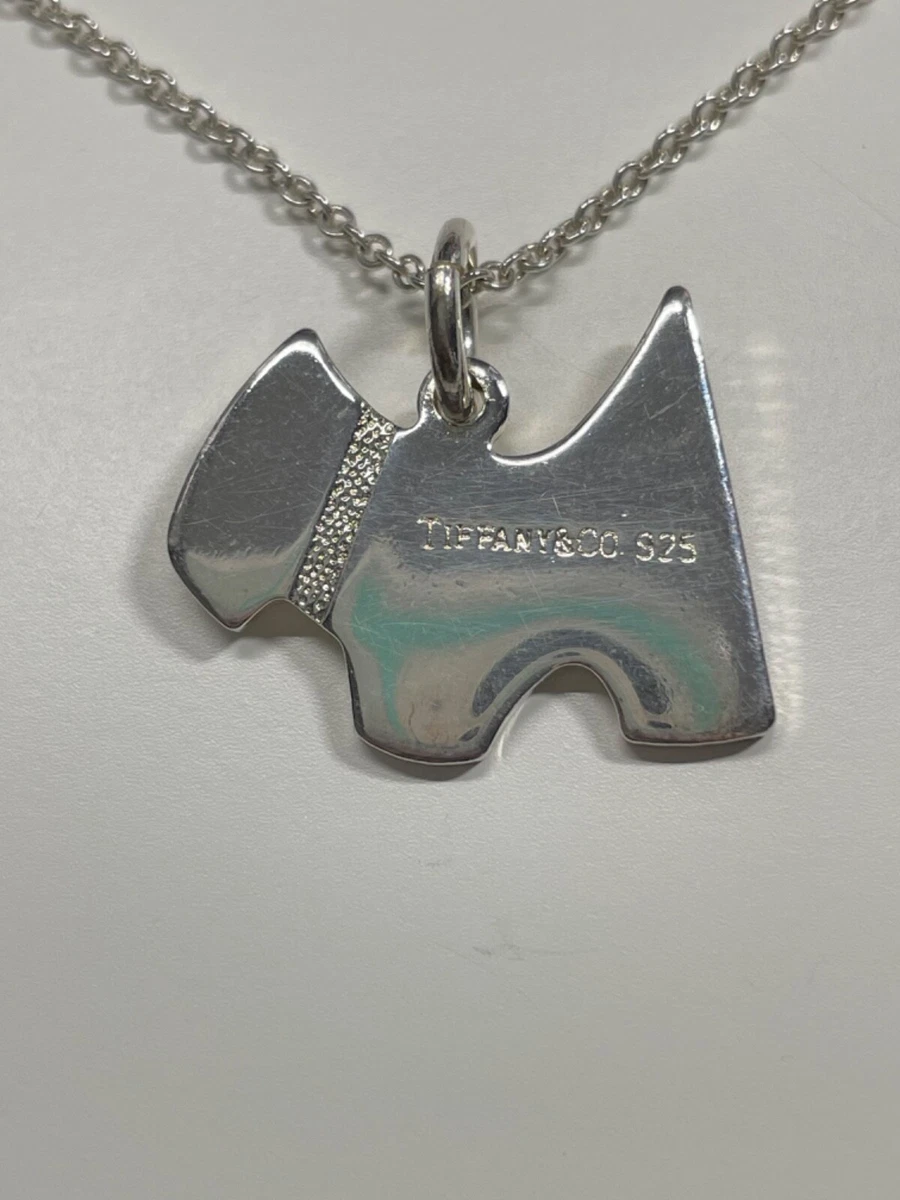 TIFFANY CO SOLID STERLING SILVER SCOTTIE SCOTTISH TERRIER DOG PENDANT NECKLACE