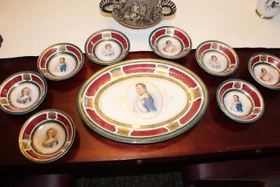M&Z Rare antique ''Napoleon and his Ladies'' Platter and serving dishes