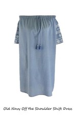 Old Navy Women Blue Embroidered Off the Shoulder Shift Dress XL XXL