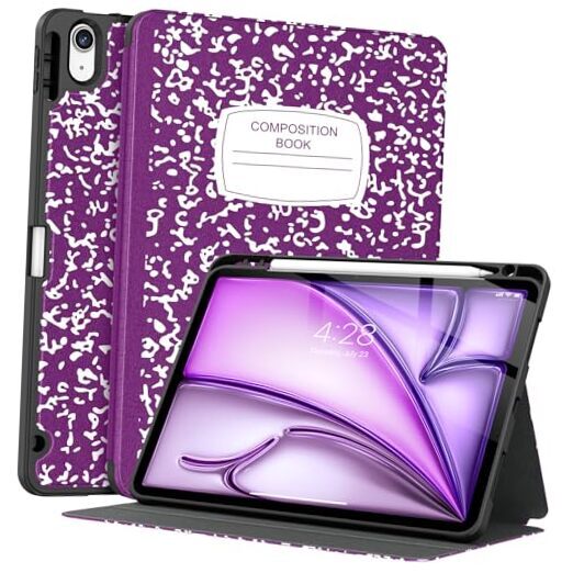 iPad Air 11 Inch 2024 Case - A-Composition Book Light Purple Cover  