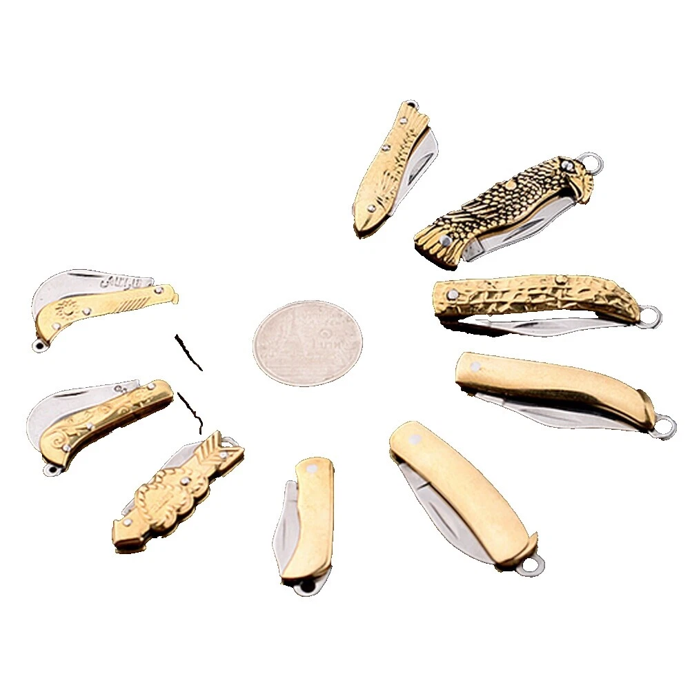 Brass Handle Pocketknife Collectible Modern Folding Knives
