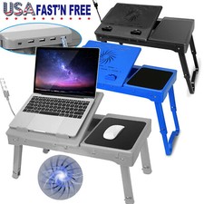 Foldable Laptop Table Tray Tablet Stand Bed Sofa Couch Desk W/Cooling Fan Home
