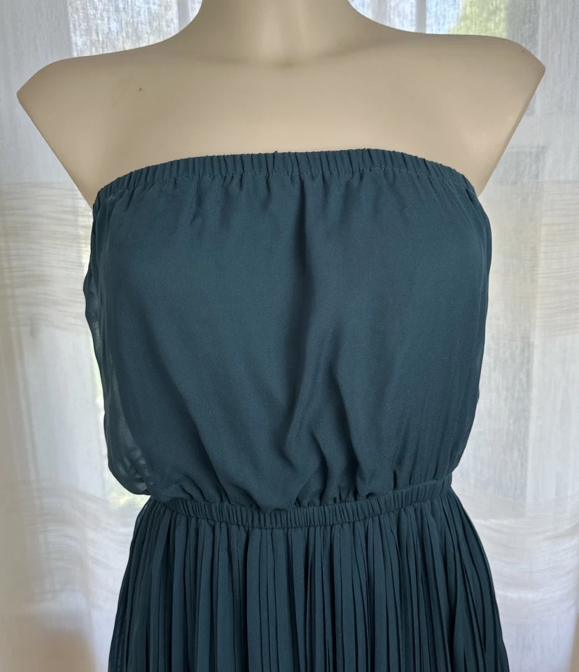 Sexy Maxi Vestido Ya-LA Talla SM Verde Azulado Sin Tirantes Boho Playa Resort Tropical Foto 3 de 4